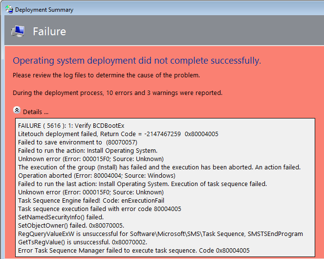 Try to deploy bat script in MDT Task sequence but fail with popup error  dirty environment found - Microsoft Q&A